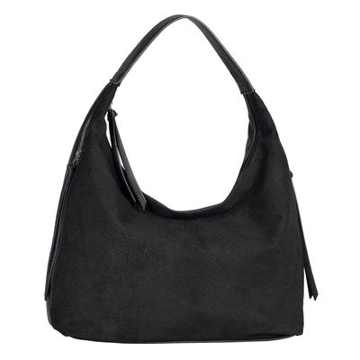 Hobo TOM TAILOR "Aiana", Damen, Gr. B/H/T: 41cm x 27cm x 10cm, schwarz, Lederimitat, clean, gepflegt, geprägtes Muster, unifarben, Taschen Hobo, Damen Handtasche, mit Fransen-Reißverschluss