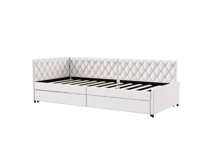Shopentra Schlafsofa 90x200cm beige samt wandelbar komfortabel, Beige, 180x200 cm, Schlafzimmer, Betten