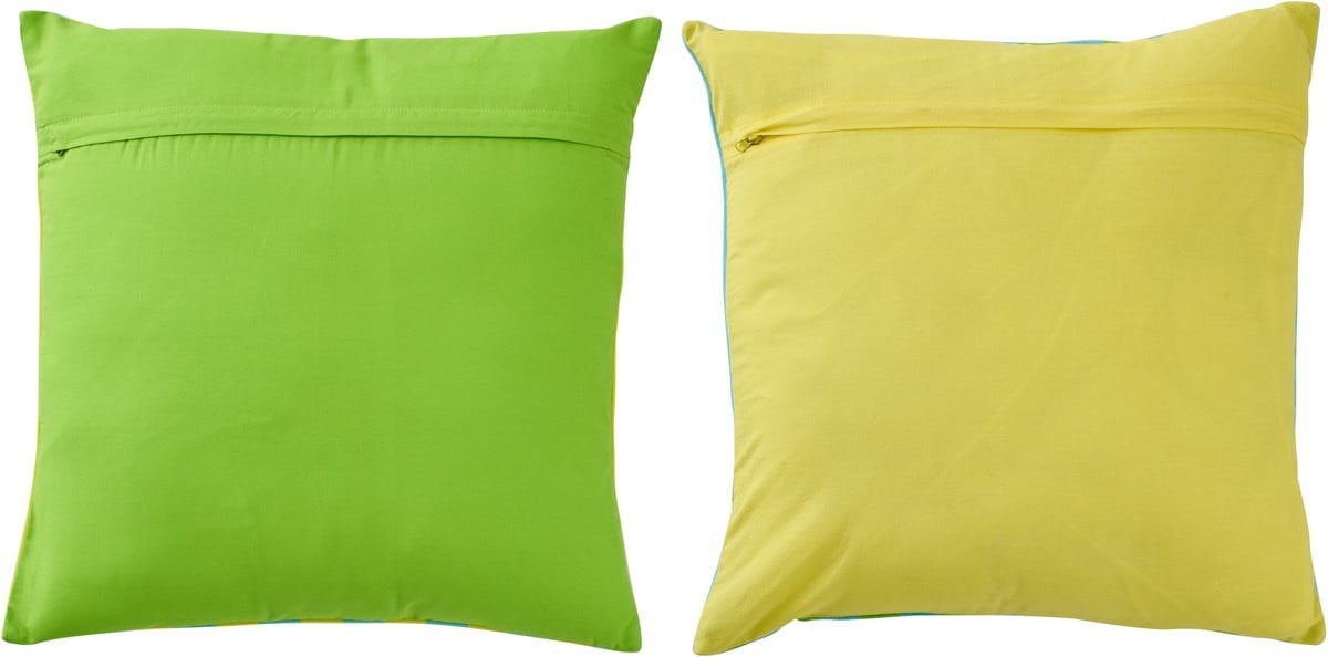 J-Line Sunshine + Smile Gestreept kussenset van 2 stuks - Katoen - Mix