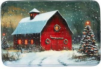 IH Casa Decor Memory Foam Digital Print Mat Red Barn