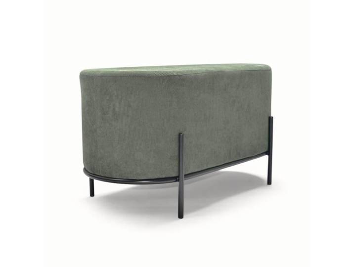 Pouf Frankystar Lipsia Velvet ovale vert pieds acier noir