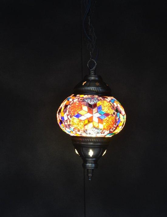 Halay Turkse mozaïek hanglamp - Handgemaakte meerkleurige Marokkaanse lamp - 78 cm