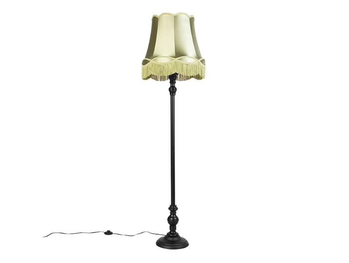 Lampadaire noir avec abat-jour vert granny - Classico