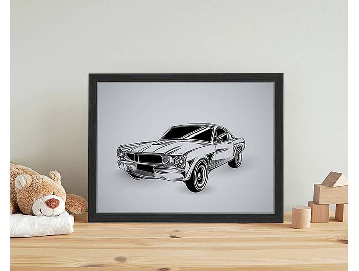 Bild Vintage Car Drawing 33 x 43cm Multicolor