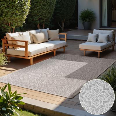 Outdoorteppich HANSE HOME "Rosel Wendeteppich", grau (weiß, grau), B:160cm H:5mm L:230cm, Polypropylen, Teppiche, Outdoorteppich, In und Outdoor, Flachgewebe, wetterfest, pflegeleicht, robust