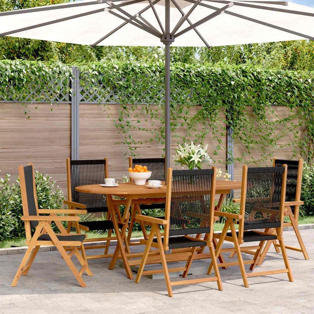 Gartenstuhl Verstellbar 6 STK. Schwarz Massivholz Akazie,Möbel,Gartenmöbel,Gartensitzmöbel,Gartenstühle,46.2KG,3214530