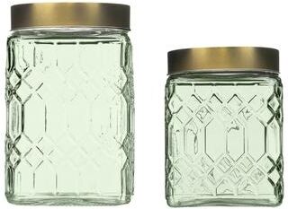 "10 Strawberry Street Lenox Textured Graduated Glass Canister, Set of 2 - 6.2"" 44 oz & 7.3"" 54 oz"
