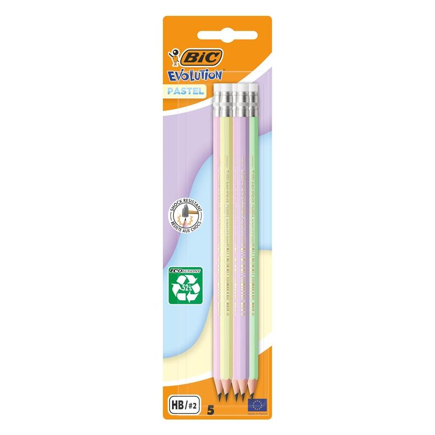 Bic Evolution Pastellstift mit Radiergummi 5 Stück (HB, 5x) (54622201)
