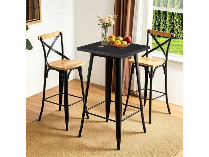 SUPFINE Table Haute Table de Bar Carrée Style Industriel Cadre en Acier 60 x 60 x 108 cm Montage Facile pour Cuisine Salon
