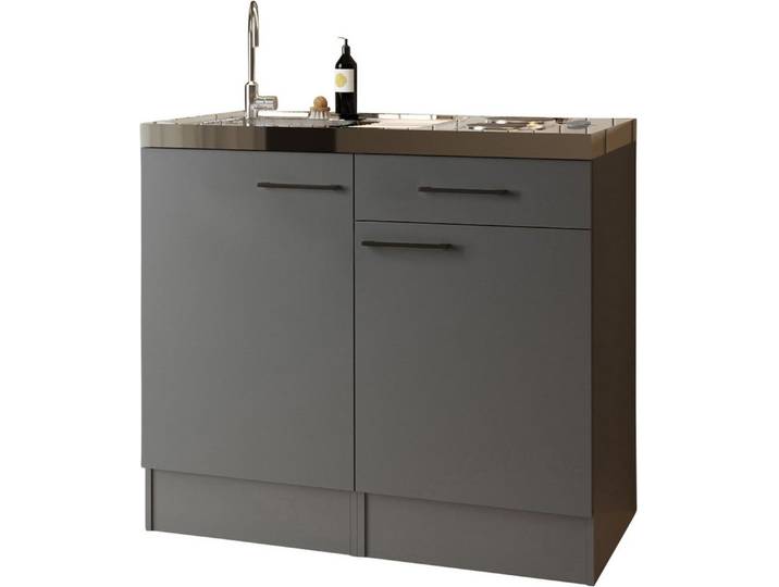 RESPEKTA Pantryküche Oliver, zerlegt, mit Massekochfeld, mit Soft-Close Funktion, Breite 100 cm