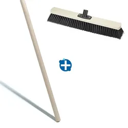 Besen Nölle 40 cm Power Stick mit Stiel aus Holz SET- bestehend aus Straßenfeger mit Power Stick und Stiel