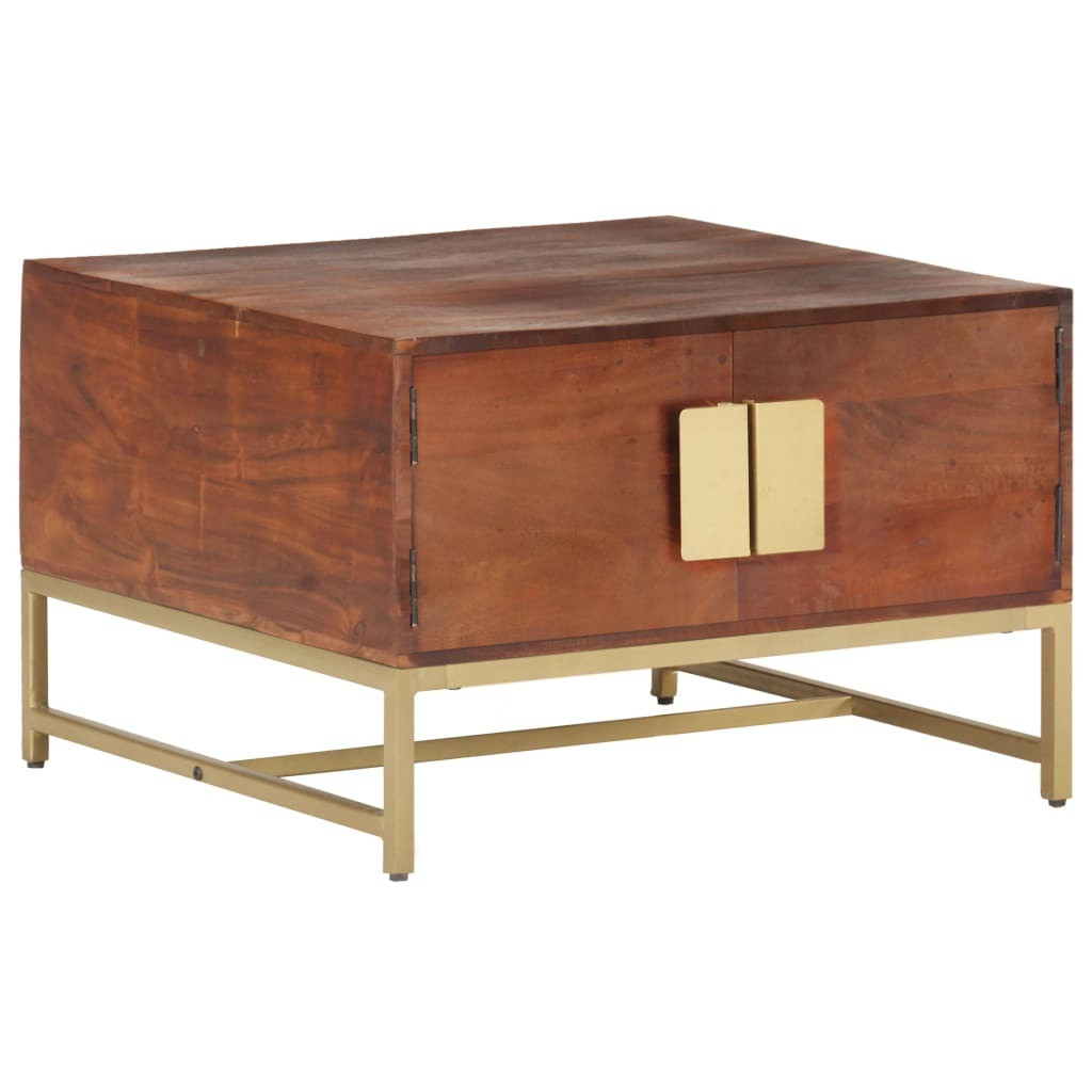 The Living Store salontafel van massief acaciahout, honingbruin, B: 67 cm, D: 67 cm, H: 45 cm