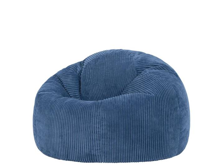 Icon Pouf fauteuil classique velours côtelé Oeko-Tex® - KINGSTON Bleu Jean
