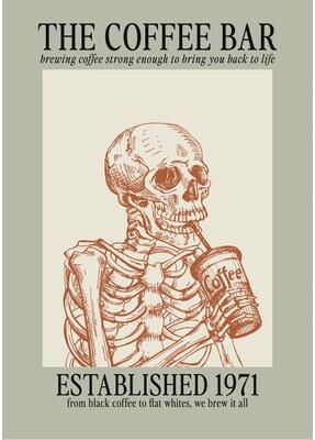 Uplift Essentials Caffeinated Narrative Canvas High Definition Skeleton Line Art Architectural Art style 1 11.8 In X 16.5 In