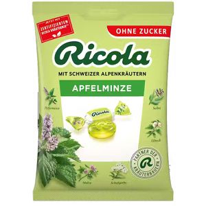 Ricola Kräuterbonbons Apfelminze, zuckerfrei, 20 Stück im Beutel, 75 g