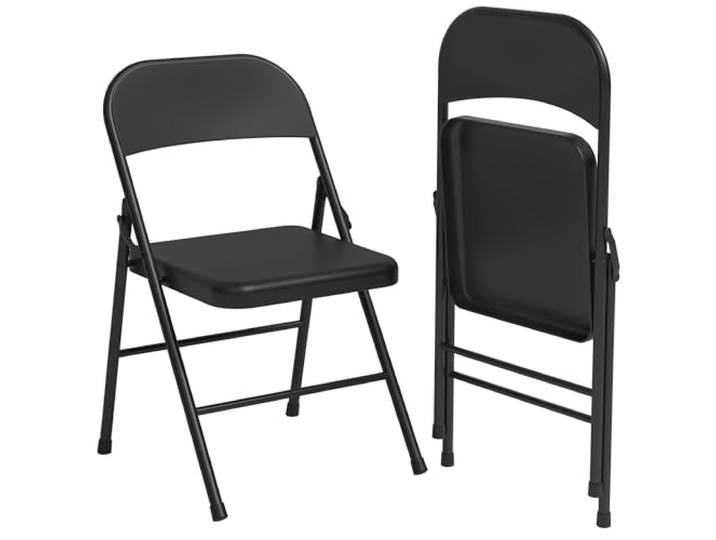 GarveeHome Klappstühle 6er-Set Metall PU-Leder Gepolstert 159 kg Gepolstert, hohe Rückenlehne, stapelbar, tragbar, rutschfeste Füße, 159 kg