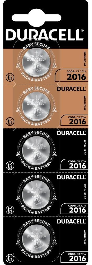 Duracell Procell CR2016 Intense Lithium Batterijen, 5 stuks
