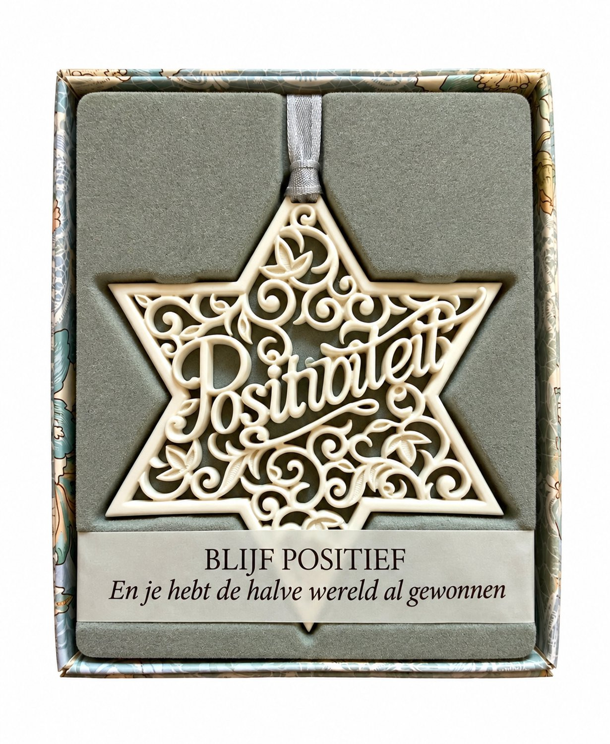 H&&H Spreuktegel met inspirerende woorden en positiviteit - Ster hanger
