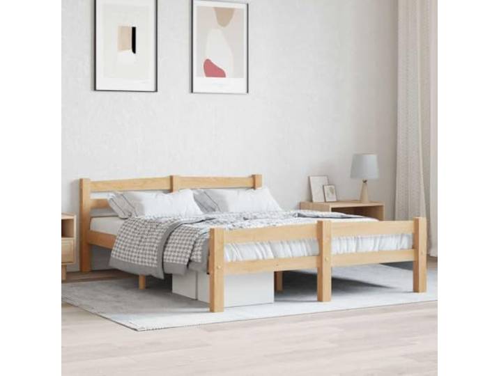 RJPLMFV Bettgestell, Kiefernholz, massiv, 120 x 200 cm Ohne Matratze, Lattenrost, robuste Konstruktion, für modernes Schlafzimmer