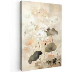 LEINWANDBILD Blumen - Japandi - Wabi sabi Wanddeko Schlafzimmer 60x90 cm