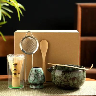 Inspired Finds 6 Piece Japanese Matcha Tea Set With Bamboo Whisk, Bowl & Accessories cyan 6pcs