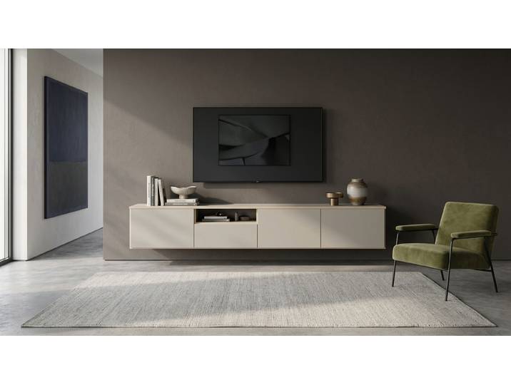 Meuble TV Pickawood Mélaminé premium Gris Bord contre­plaqué