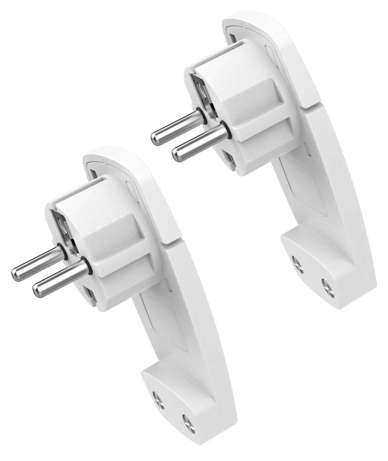 Selius 2 stuks extra platte Schuko-stekker IP20 met inklapbare handgreep, wit