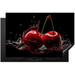 HERDABDECKPLATTE Kirsche - Rot - Frucht - Wasser - Schwarz Ceranfeldabdeckung 80x52 cm