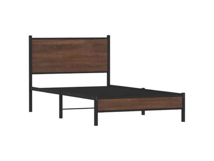 KTHLBRH Bettgestell aus Metall Eiche Braun 100 x 200 cm Bettgestell mit Stauraum, Gestell aus Stahl und Holz, Lattenrost, ohne Matratze