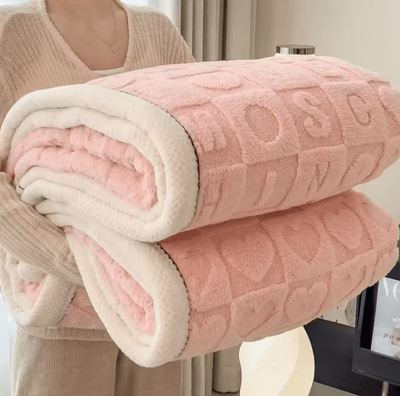 Inspire Curations 3D Heart Coral Fleece Throw Blanket powder Jade 100x150cm 1pcs