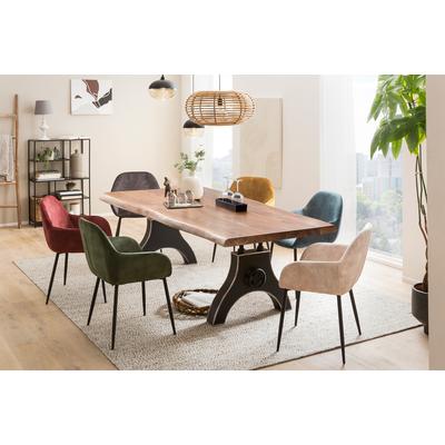 Esstisch SIT "Aswan aus Akazie mit Baumkante & A-Metallgestell", beige (natur, schwarz, schwarz, natur), B:240cm H:74cm T:100cm, Akazie, Metall, Tische, Esstisch, 56 mm starke Akazienplatte mit Baumkante wie gewachsen