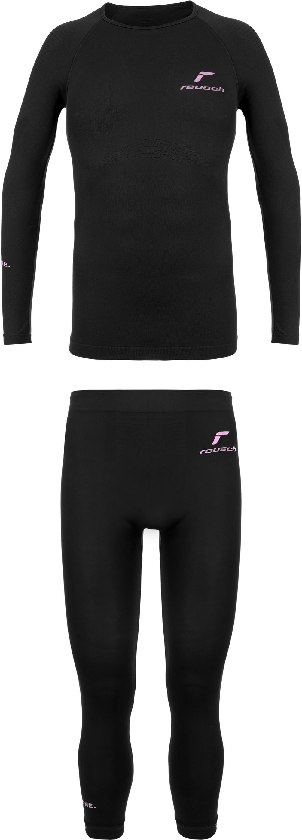Funktionsshirt REUSCH "Reusch Underwear Set Lady 3/4 Pants WARM", Damen, Gr. L, bunt (schwarz, pink), 96% Polyamid, 4% Elasthan, unifarben, lang, Shirts Funktionsshirt, speziell für kühle Temperaturen entwickelt