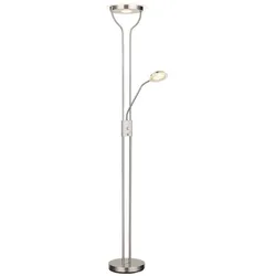 LED Stehlampe Wohnzimmerleuchte Dimmbar Lesefunktion Metall Nickel Glas H 180 cm