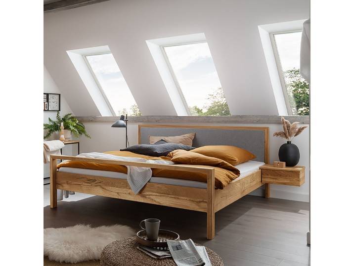 Lomadox Bettgestell AVELLINO-137, Doppelbett Ehebett Jugendbett Nachtschrank Massivholz 180x200 cm Eiche