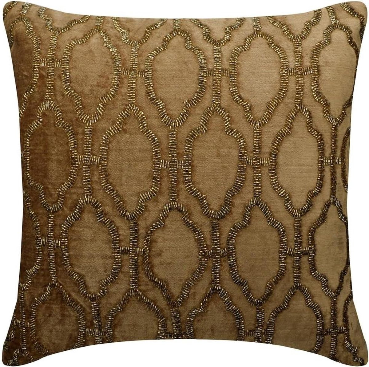 Handgemaakte decoratieve velvet sierkussenhoes in goud, 40 x 40 cm