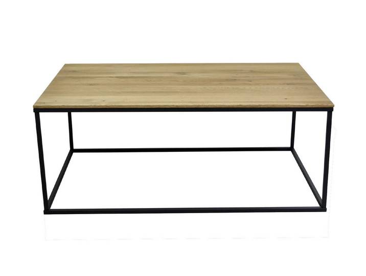 More2Home Couchtisch SASCHA, 100 x 60 cm, Wildeiche massiv, Metall schwarz