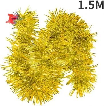Combo Retail Shop Christmas PVC Tinsel Ribbon Garlands, Colorful Star Ornaments For Tree And Home Decor b gold