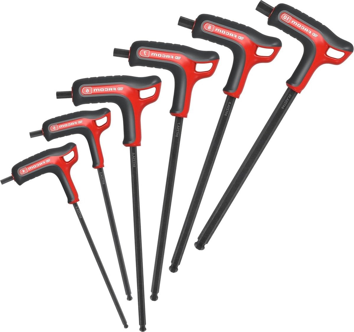 Power Key Set van 9 stuks voor Hex-schroeven in zwart en rood van staal