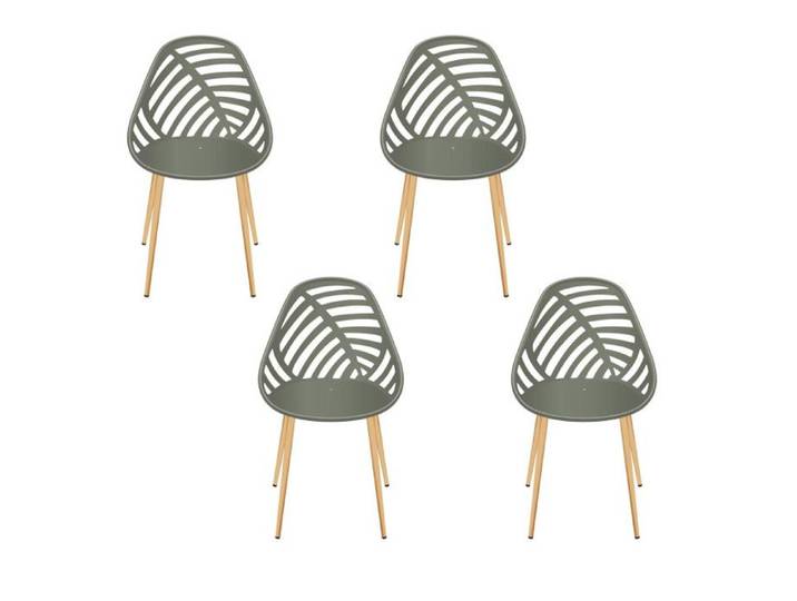 Lot de 4 chaises d\'extérieur Alameda - Vert Olive - Fauteuils de Jardin