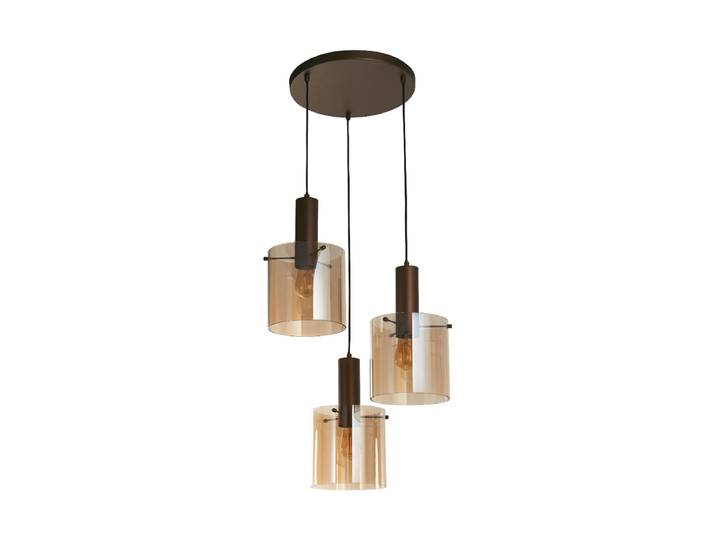 Multi-Drop Design Pendellampe „Sweden“, 3-Flammig Mocca, Rauchglas Searchlight