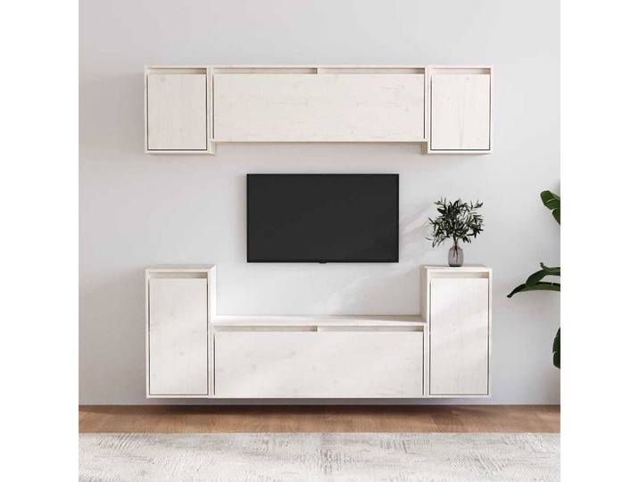 furnicato TV-Schrank Set Massivholz Weiß 100x30x35cm (1-St) Wandschrank mit Ablagefläche für Dekoartikel im Wohnzimmer