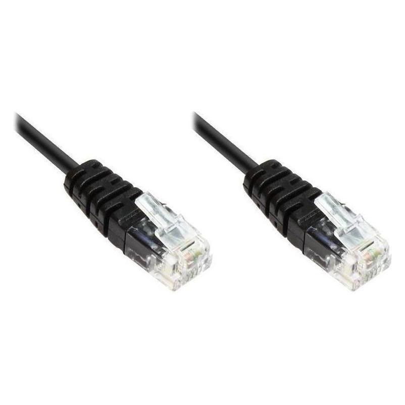 Good Connections ISDN-Anschlusskabel, 2x RJ11 Stecker, 4-adrig, rund, schwarz, 0,6m, (TAA-R006)