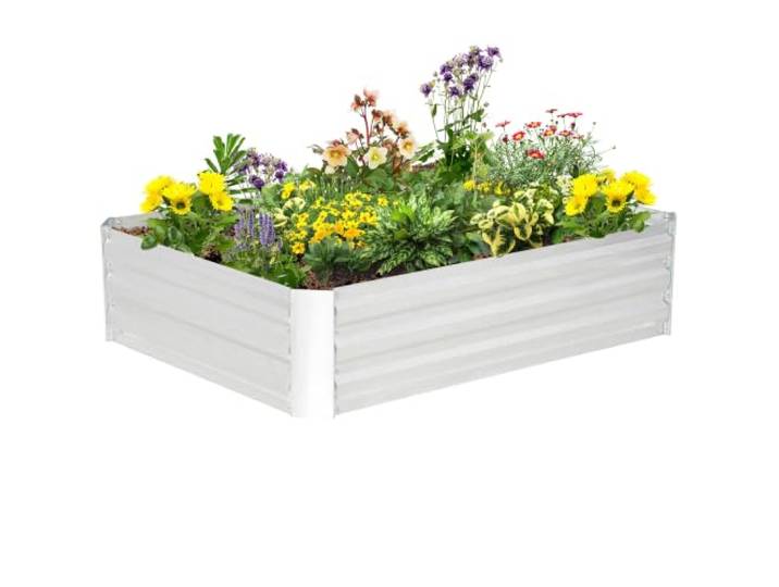 Outsunny Verhoogd bed van staal plat kweekbak 120x90x30cm Zilver