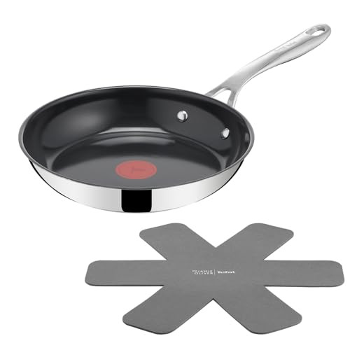 Jamie Oliver by Tefal Direct Cook koekenpan 24 cm, roestvrij staal met keramische antiaanbaklaag en panbeschermer, zwart