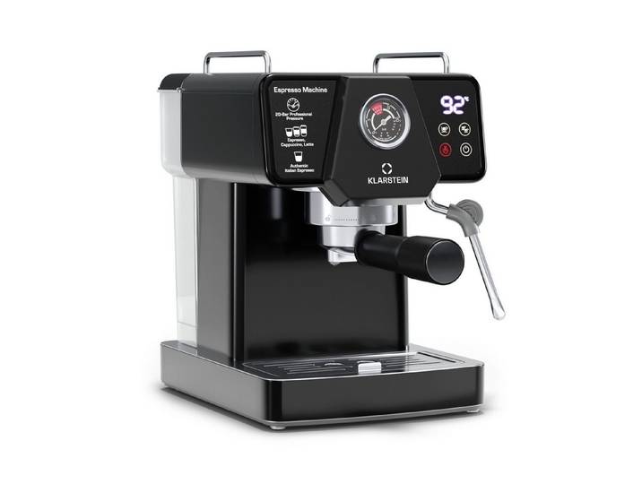 Klarstein Filterkaffeemaschine, 1.8l Kaffeekanne, Edelstahl-Siebträger, Elektrisch 19 Bar Espressomaschine Kaffemaschine Touch