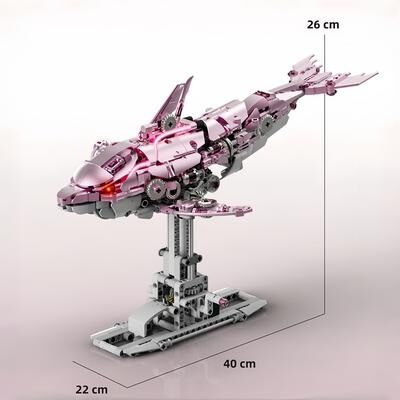 Inspire Daily Merch Dragonfly Mechanical Model Building Blocks Kit, DIY Toy For Kids And Adults, Creative Construction Set red Shark