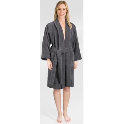 Damenbademantel HAMMETEX "Ren, 100% Baumwolle" Gr. XS, dunkelgrau, L:100cm, Baumwolle, Hausmäntel, 380 g/m² Frottee Bademantel mit Taschen – Saugfähig & Weich