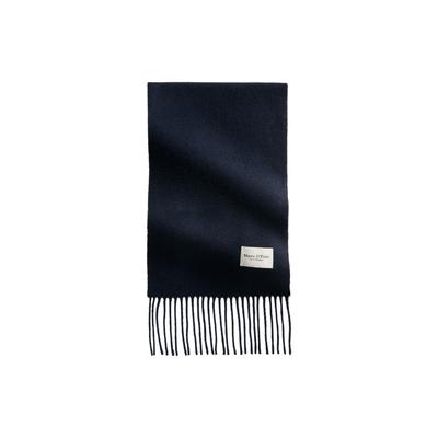 Wollschal MARC O'POLO "mit langen Fransen", Damen, blau (martime blau), Obermaterial: 100% Wolle, unifarben, Modetücher