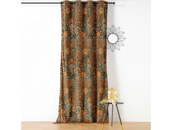 Rideau à oeillets motif cachemire polyester vert 145x260 cm