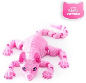 Uplift Picks 3D Printed Sphynx Cat Articulated Fidget Toy Flexible Cat Figurine Collectible Decor pink